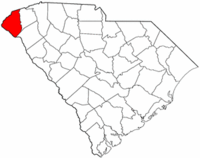 South Carolina Map showing Oconee County