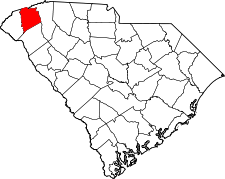 South Carolina Map showing Pickens County