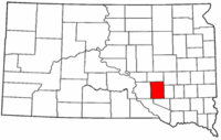 South Dakota Map showing Aurora County