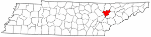 Tennessee Map showing Anderson County
