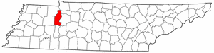 Tennessee Map showing Benton County