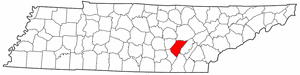 Tennessee Map showing Bledsoe County