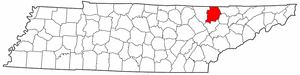 Tennessee Map showing Campbell County