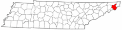 Tennessee Map showing Carter County