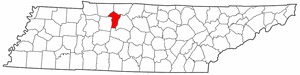 Tennessee Map showing Cheatham County