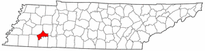 Tennessee Map showing Chester County