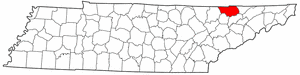 Tennessee Map showing Claiborne County
