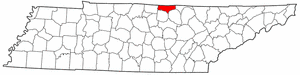 Tennessee Map showing Clay County