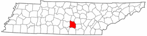 Tennessee Map showing Coffee County