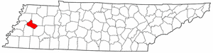 Tennessee Map showing Crockett County