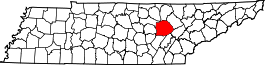 Tennessee Map showing Cumberland County