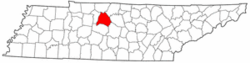 Tennessee Map showing Davidson County