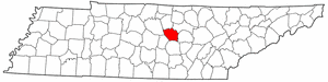 Tennessee Map showing DeKalb County