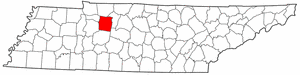 Tennessee Map showing Dickson County