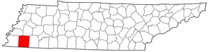 Tennessee Map showing Fayette County