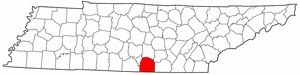 Tennessee Map showing Franklin County