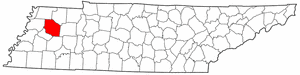 Tennessee Map showing Gibson County