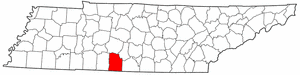 Tennessee Map showing Giles County