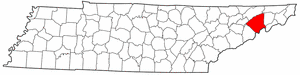 Tennessee Map showing Greene County