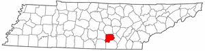 Tennessee Map showing Grundy County