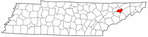 Tennessee Map showing Hamblen County
