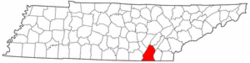 Tennessee Map showing Hamilton County
