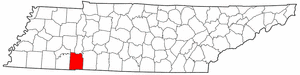 Tennessee Map showing Hardin County