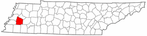 Tennessee Map showing Haywood County