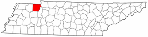 Tennessee Map showing Henry County