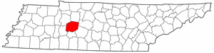 Tennessee Map showing Hickman County