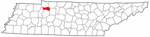 Tennessee Map showing Houston County