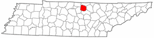 Tennessee Map showing Jackson County