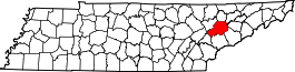 Tennessee Map showing Knox County