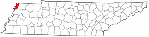 Tennessee Map showing Lake County