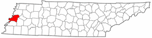 Tennessee Map showing Lauderdale County
