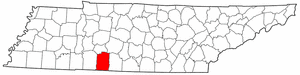 Tennessee Map showing Lawrence County