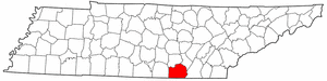 Tennessee Map showing Marion County