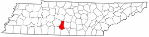Tennessee Map showing Marshall County