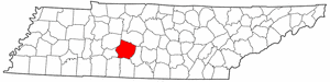 Tennessee Map showing Maury County