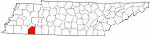 Tennessee Map showing McNairy County