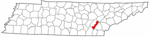 Tennessee Map showing Meigs County
