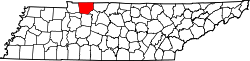 Tennessee Map showing Montgomery County