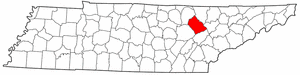 Tennessee Map showing Morgan County