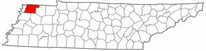 Tennessee Map showing Obion County