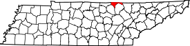 Tennessee Map showing Pickett County