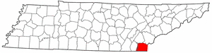 Tennessee Map showing Polk County