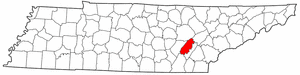 Tennessee Map showing Rhea County