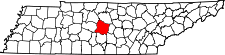Tennessee Map showing Rutherford County