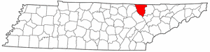 Tennessee Map showing Scott County