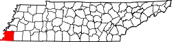 Tennessee Map showing Shelby County